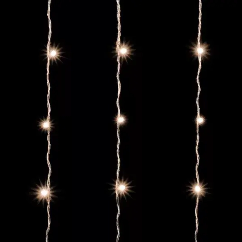 Светодиодный занавес 2*3 м., 600 теплых белых LED ламп, мерцание, облегченный, прозрачный провод ПВХ, LTC (PCL600NOTBLW-10-2WW)