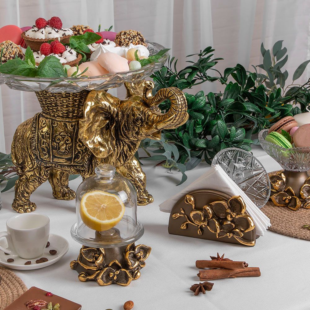 Фруктовница-конфетница Слон Джайпурарт Бронза