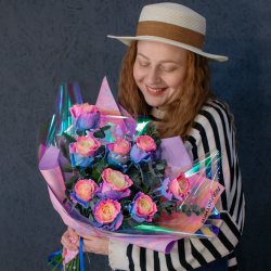 158. Нежный необычный букет из роз сорта Барби