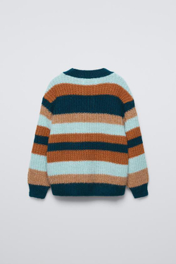 ZARA СВИТЕР В ПОЛОСКУ, ЗЕЛЕНЫЙ