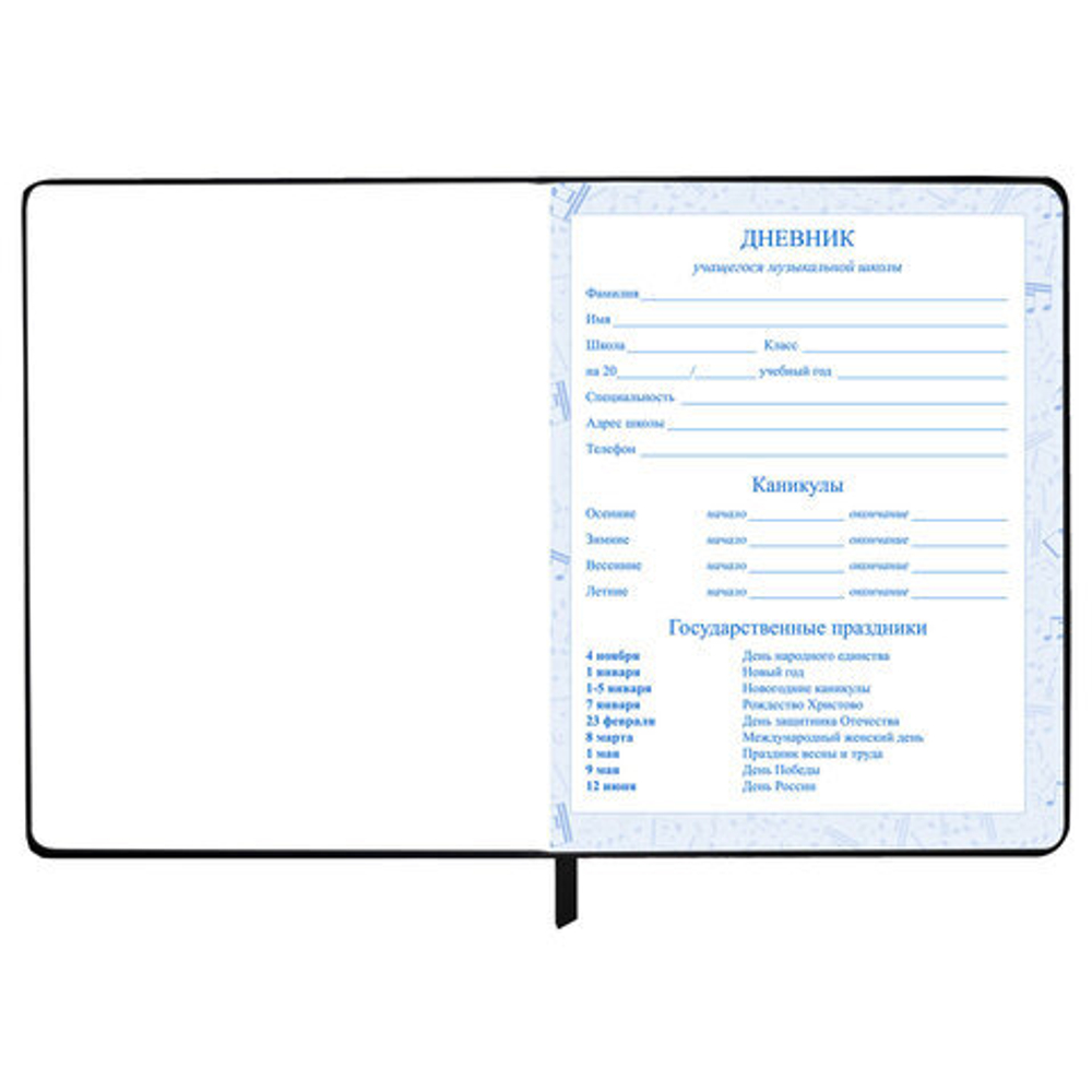 Дневник для музыкальной школы 48л, обложка кожзам твердая, фольга, BRAUBERG, МУЗЫКАНТЫ, 107366