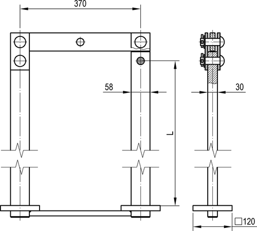 Штанга двойная для грузов замкнутого сечения