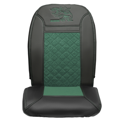 Чехлы Scania 6 серия (экокожа, черный, зеленая вставка)