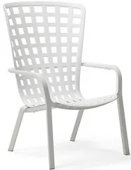 Уличное кресло Folio белое с голубой подушкой