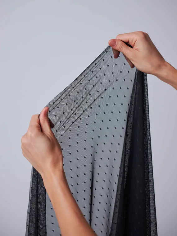 Сетка эластичная, Горох, черный 170