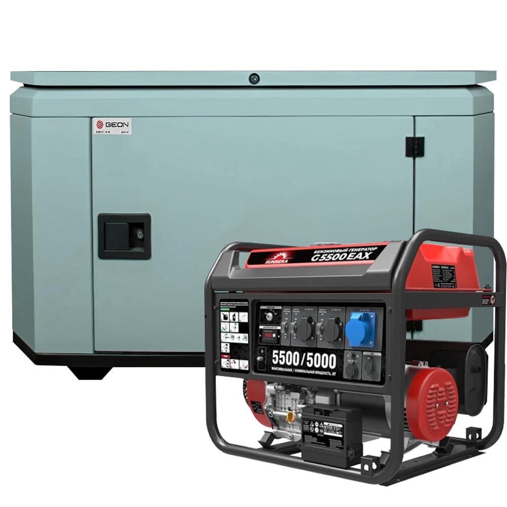 Генератор бензиновый SUNREKA G5500EAX с кожухом Geon 1200 RAL 7031