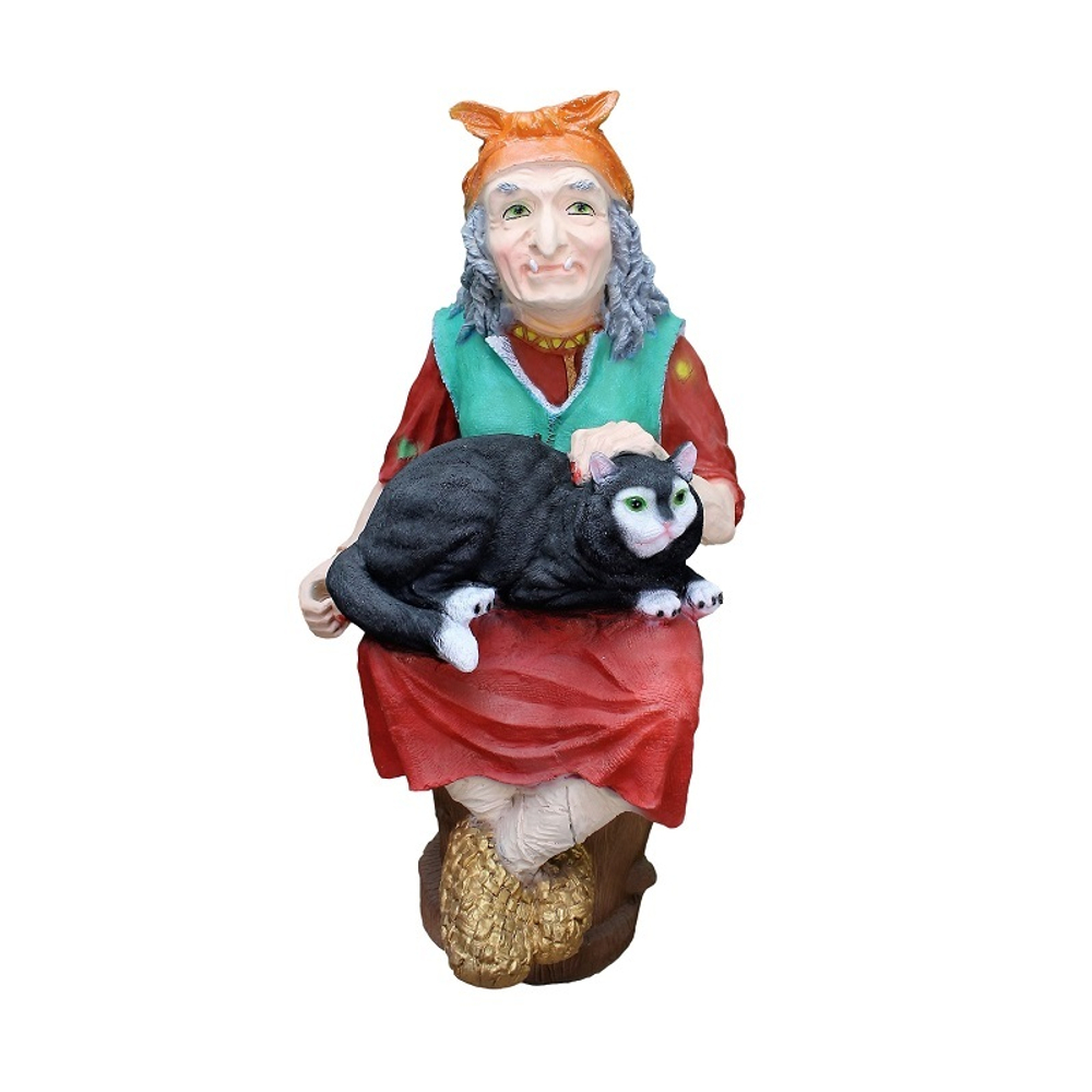 Фигурка садовая Баба-Яга с котом 91х56см
