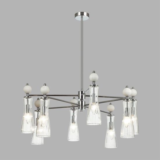 8268/8 NEOCLASSI хром/белый/прозрачный, металл/керамика/стекло Люстра Е14 8*40W 220V EMILY