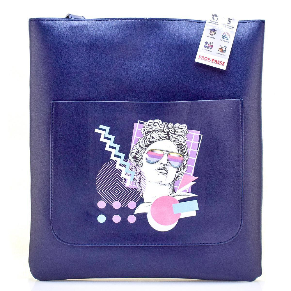 Сумка-шоппер "Абстракция" на молнии, кожзам. 34.5х31 см (Проф-Пресс)