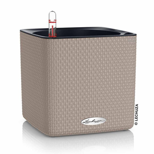 Кашпо Lechuza "Cube Color Complete sand brown" (пластик), 17x17xH16 см