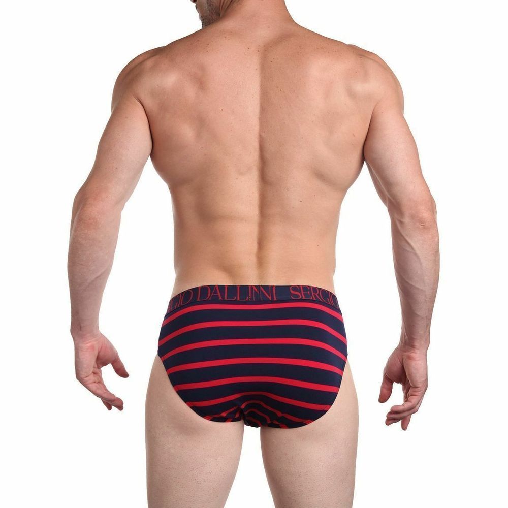Мужские трусы брифы темно-синие в полоску Sergio Dallini SG2937-2
