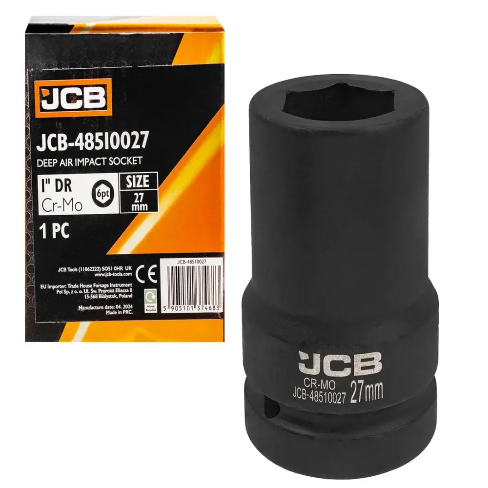 Головка ударная глубокая 1'', 27мм (6гр.) JCB JCB-48510027