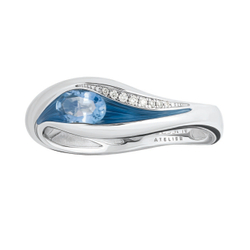 Кольцо с Сапфиром и Бриллиантами, Эмаль, R0123-6/1