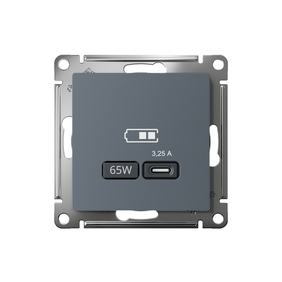 Розетка USB AtlasDesign тип C 65Вт QC PD высокоскор. ЗУ механизм грифель SE ATN000727