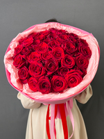 35 красных роз 50 см