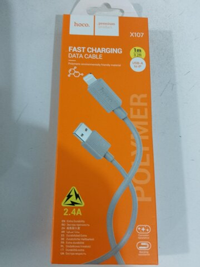 Кабель USB - 8 pin HOCO X107 Favor, 1.0м, 2.4А, цвет: серый