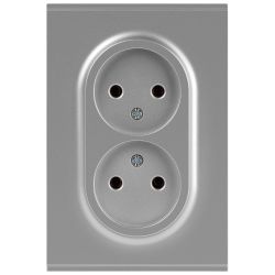 Розетка ЭРА Arktik 16-2107-03 без заземления двойная 2X2P 16А-250В алюминий | Эра Arktik