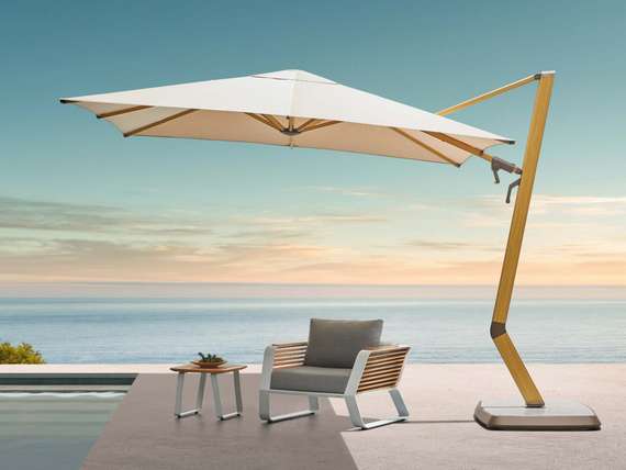 Зонт профессиональный Wing 3х3 м, тик, тортора. База и светильник в комплекте