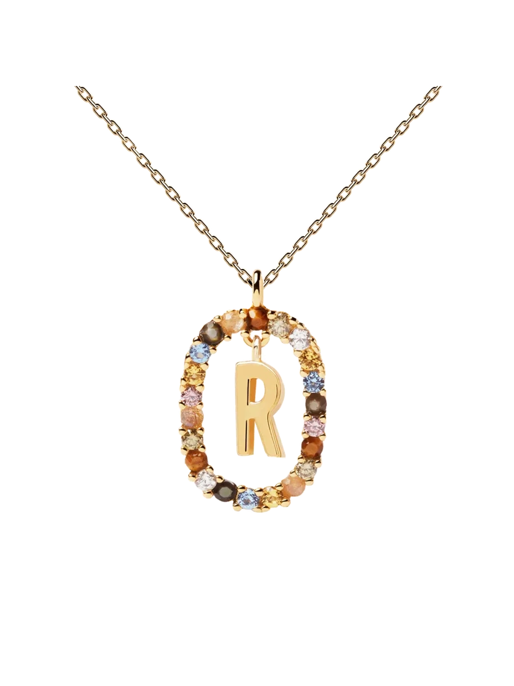 Колье Буква R серебро 925 пробы покрытое золотом