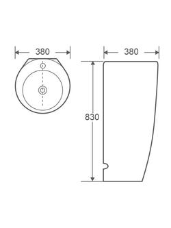 Раковина напольная  WeltWasser WW LEERBACH 3838 GL-WT 380х380х830