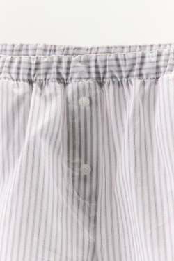 ZARA ПИЖАМНЫЕ ШОРТЫ В ПОЛОСКУ, БЕЛЫЙ/БИРЮЗОВЫЙ