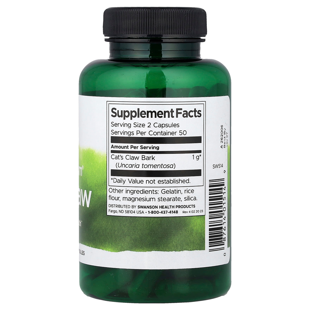 Swanson, Full Spectrum®, кошачий коготь, 500 мг, 100 капсул