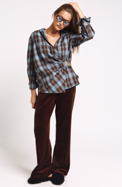 Рубашка с декором 1244 принт клетка