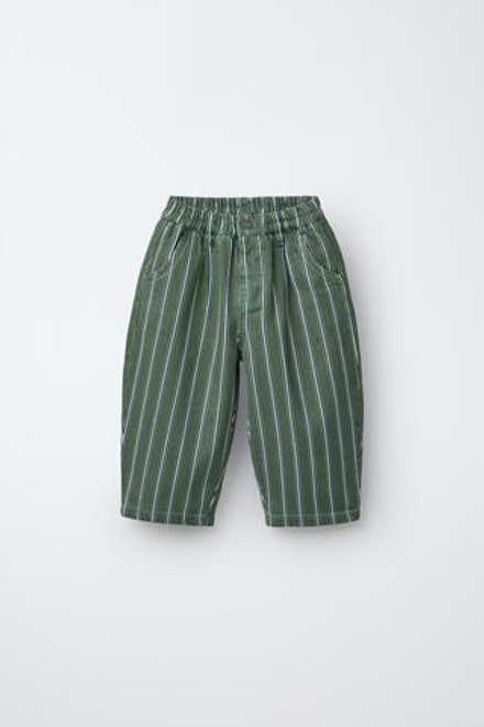 ZARA БРЮКИ BAGGY В ПОЛОСКУ, МЯГКИЙ ЗЕЛЕНЫЙ