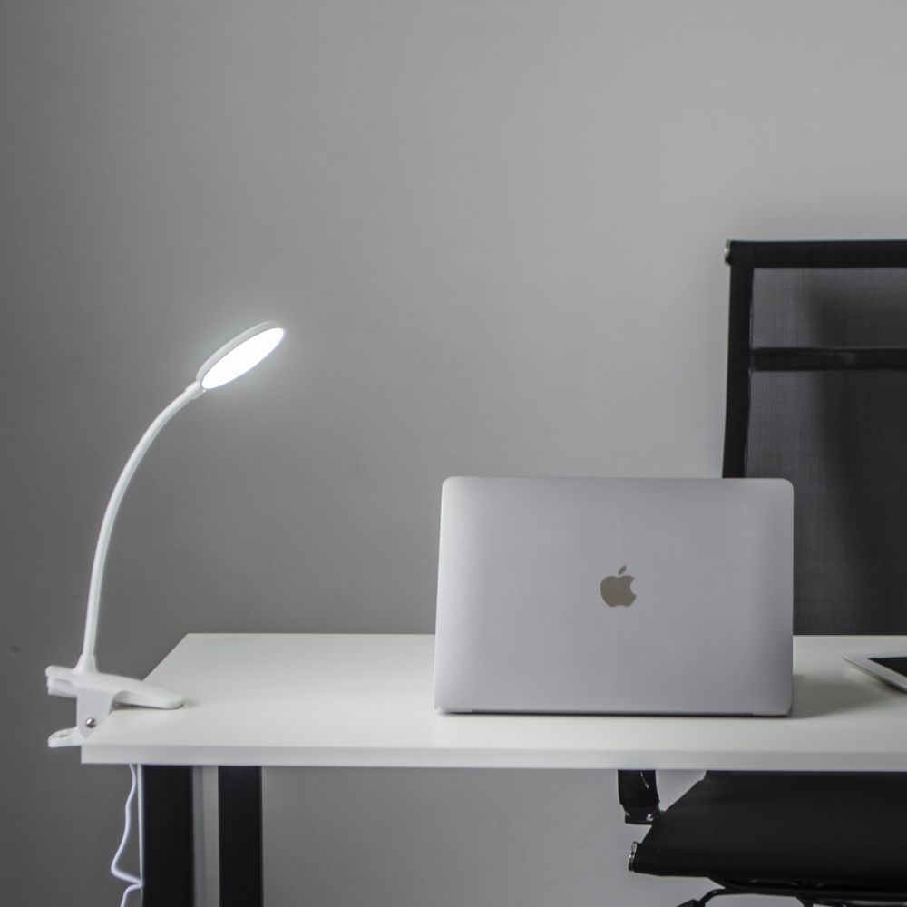 ULM-D605 4W-3000-6000K-DIM WHITE Светильник настольный светодиодный прищепка. Сенсорный выключатель. Диммер. Белый. TM Uniel