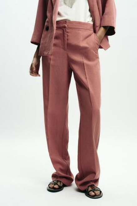 ZARA ПРЯМЫЕ БРЮКИ С ЭЛАСТИЧНЫМ ПОЯСОМ, МАРСАЛА