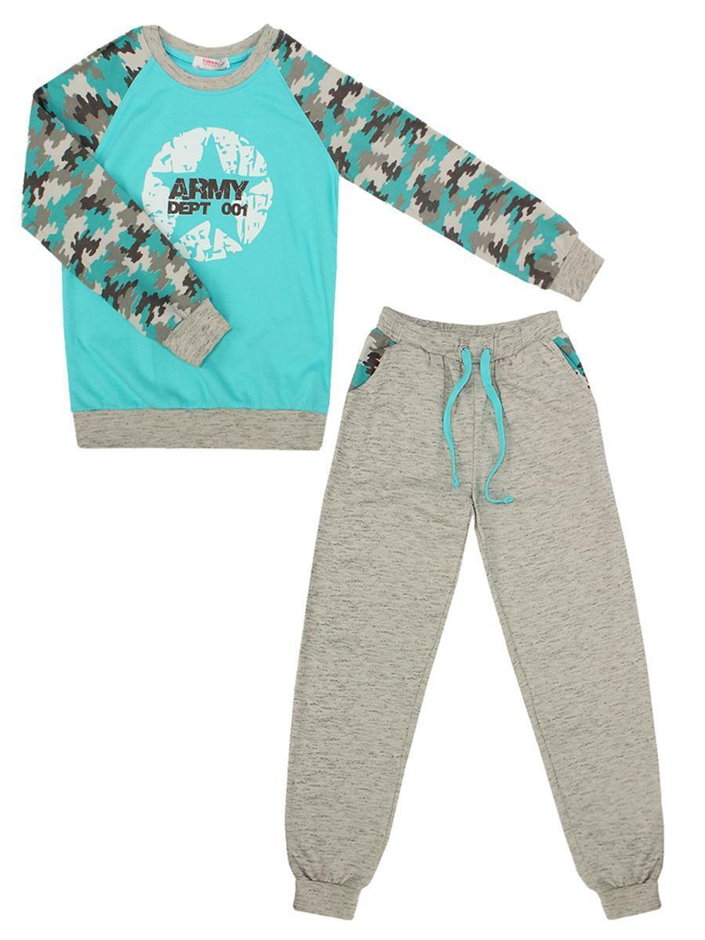 Комплект для девочек (джемпер, брюки) р.122 бирюзовый милитари 678F-6/9