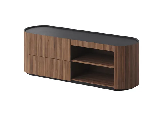 Тумба Lagom под ТВ 2 ящика 2 полки ширина 140 см (орех, черный)