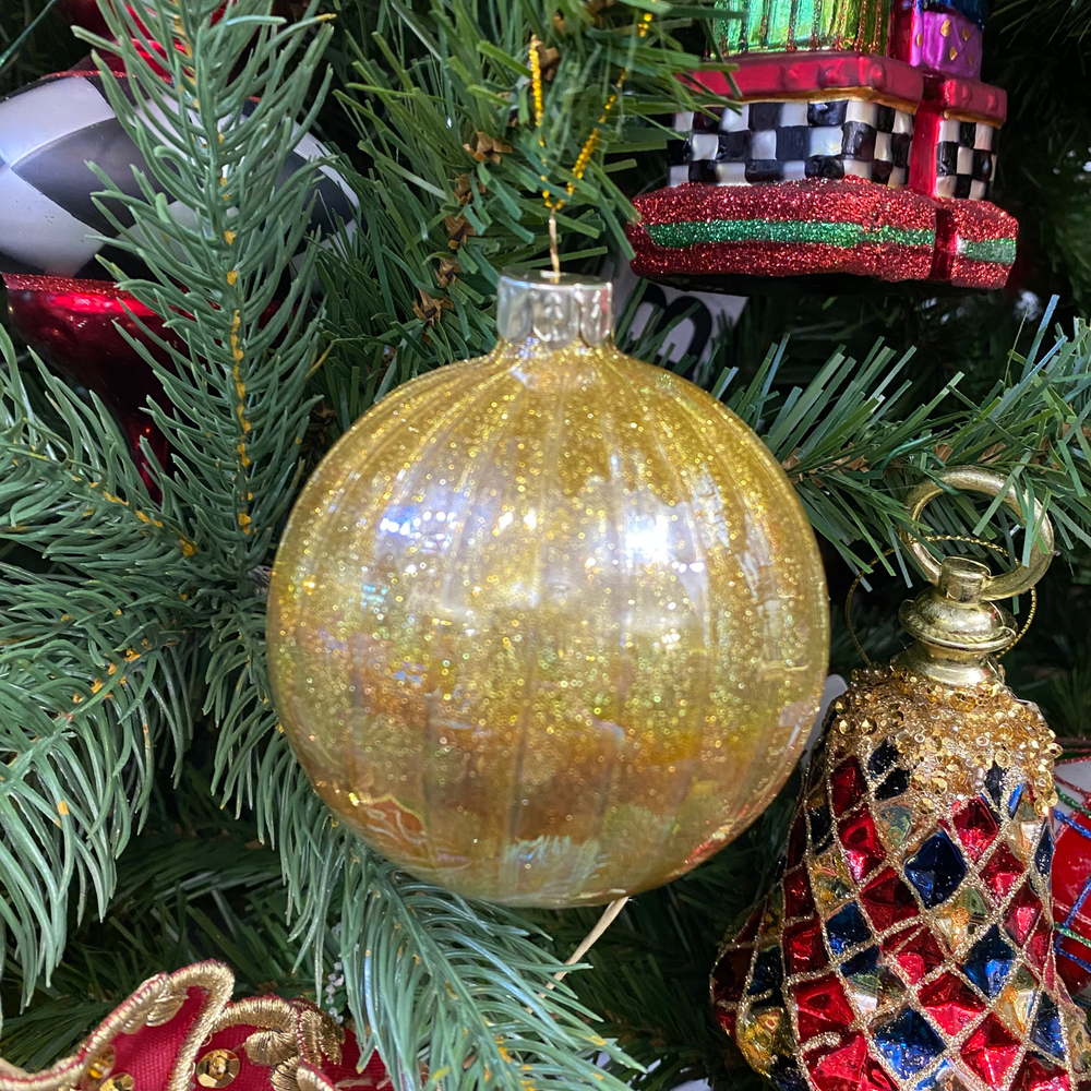 Шар золотой в полоску 8 см [Арт.Р38214]