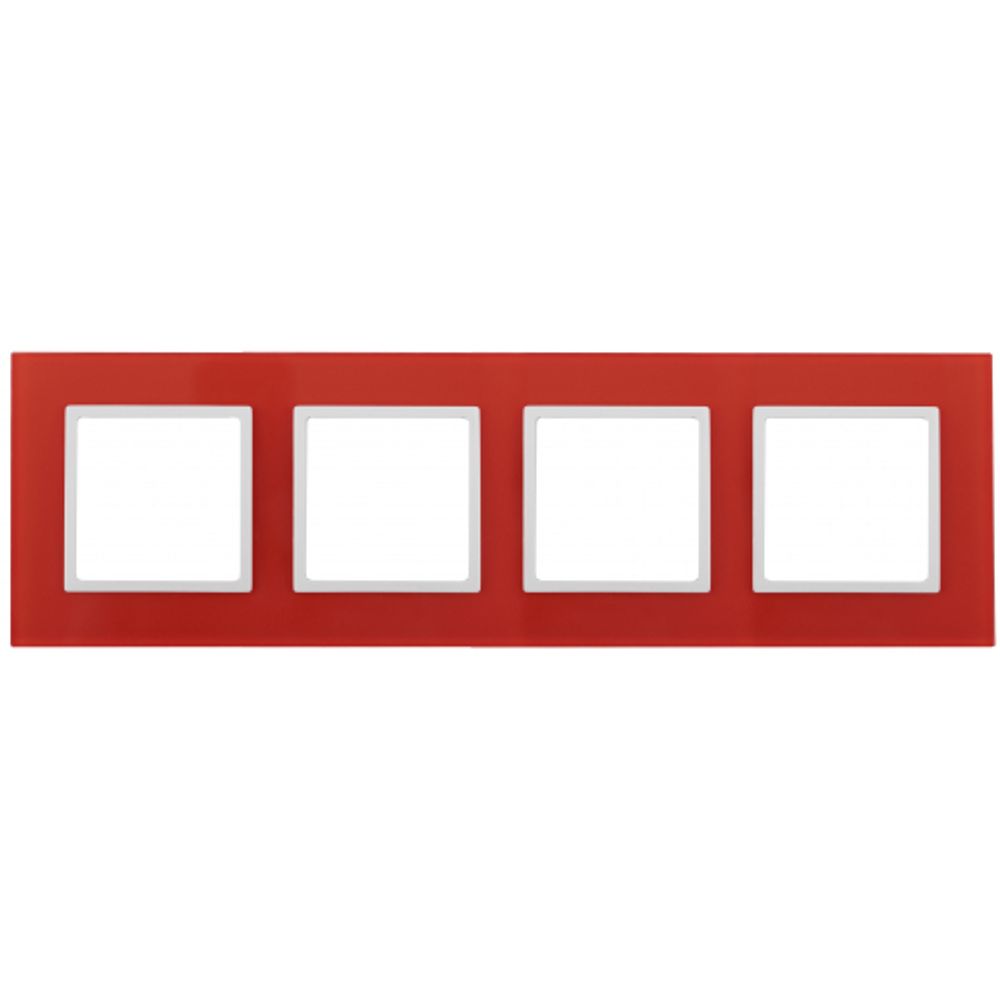 14-5104-23 ЭРА Рамка на 4 поста, стекло, Эра Elegance, красный+бел