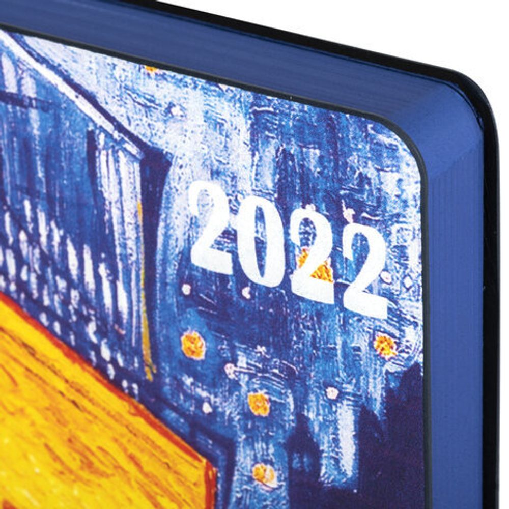 Ежедневник датированный 2022 А5 138x213 мм BRAUBERG "Vista", под кожу, "Ночная терраса кафе", 112840