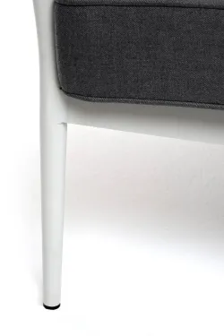 "Касабланка" диван 3-местный плетеный из роупа, каркас алюминий светло-серый (RAL7035) муар, роуп серо-коричневый 23мм, ткань серая 017