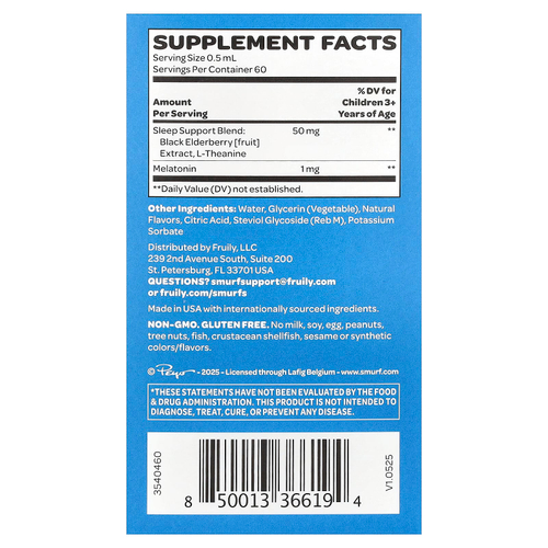 The Smurfs, мелатонин, капли, для детей от 3 лет, ягодный вкус, 30 мл (1 жидк. унция)