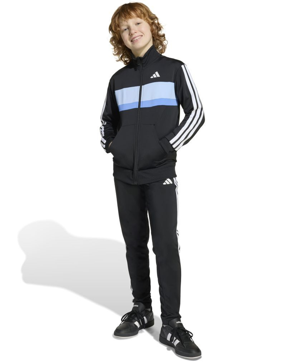 Детский теннисный костюм Adidas Kids 3-Stripes Tiberio - black/glow blue