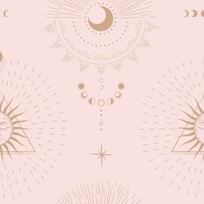 Звездные светила на розовом солнце луна