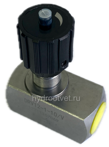 DRV12-1-10/V - Дроссель трубного монтажа c рукояткой, G1/2, обратный клапан - есть