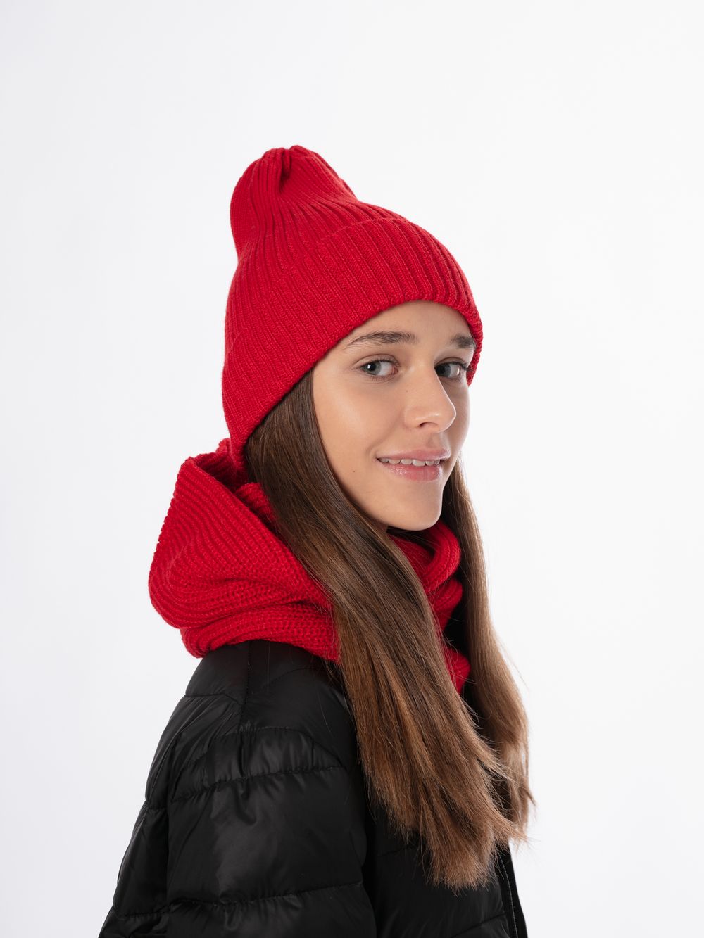 Шапка вязаная-резинка весенняя/осенняя КЭП(Красный)