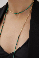 Нить-трансформер на карабине с малахитом, оттенок золото