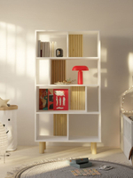 Стеллаж, 150х80х35, Ола, для игрушек и книг, напольный, в ванную, белый / сосна, Dipriz