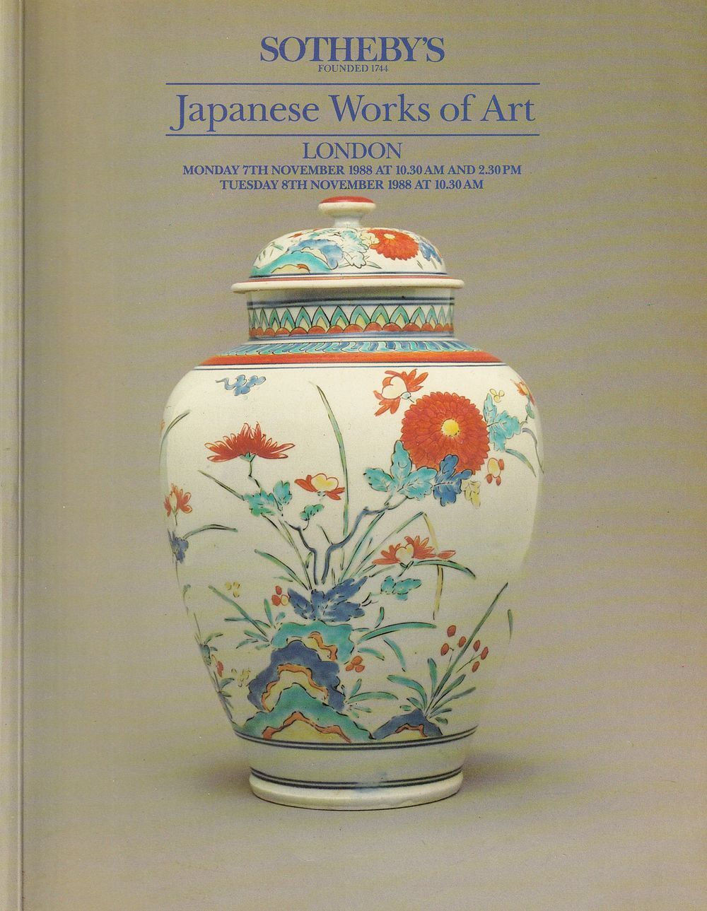 Каталог аукциона Sotheby's, Лондон, Японское искусство от 7-8 ноября 1988 года