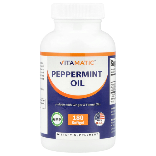 Vitamatic, Масло перечной мяты, 180 капсул