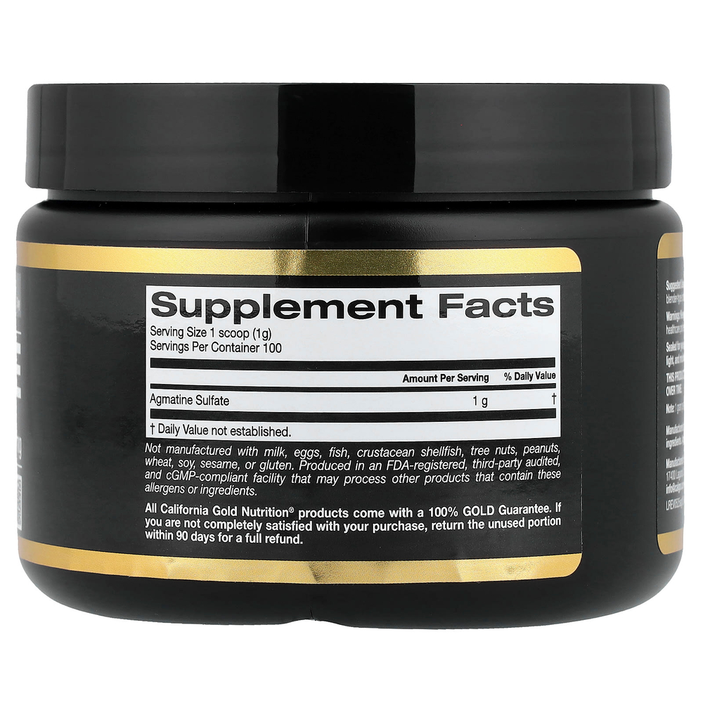 California Gold Nutrition, Sport, сульфат агматина, без добавок, 100 г (3,5 унции)