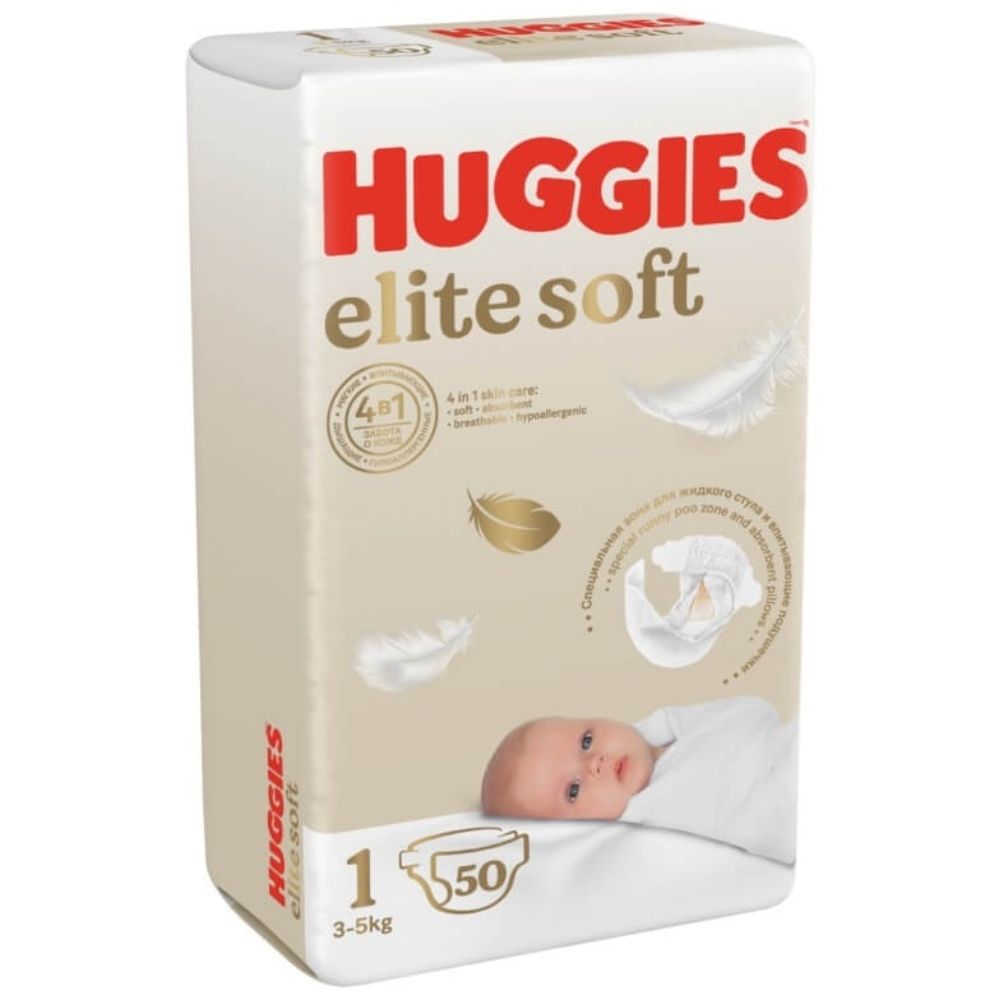 Подгузники Huggies elite soft 1,2 50 шт