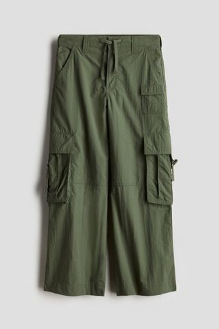 H&M Широкие брюки-карго, темный хаки