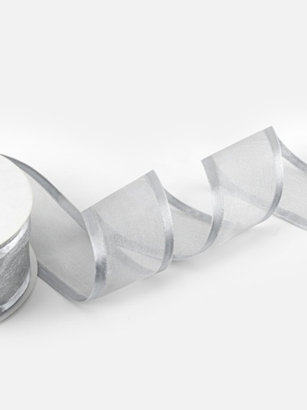 Лента декоративная, капроновая, атласная, 40 мм, цвет серебряный, 7114116