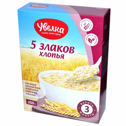 Хлопья Увелка 5-и зерновые 350 гр